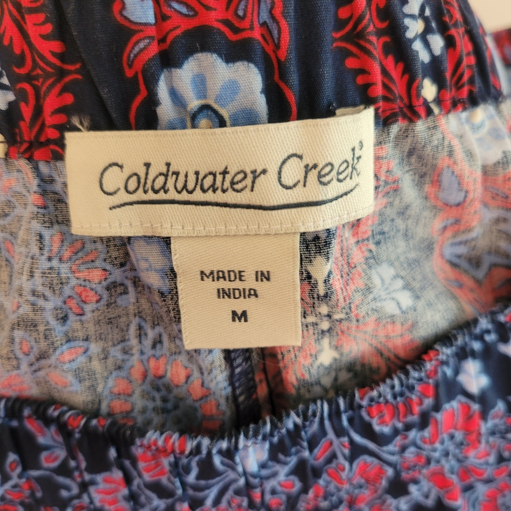 đťColdwater Creek Floral Patterned Blue and Red Skirt - Picture 7 of 7